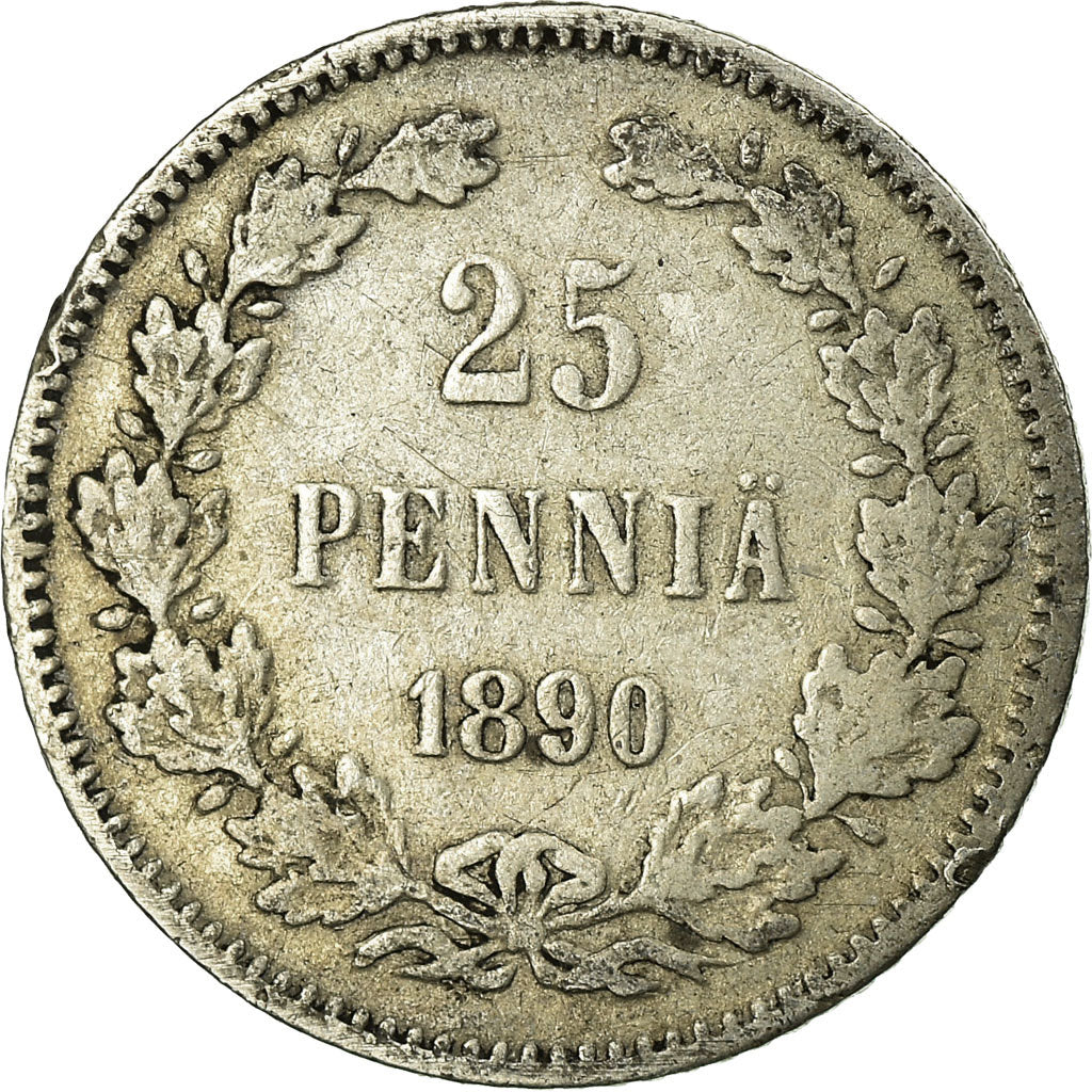 Coin, Finland, Nicholas II, 25 Penniä, 1890, EF(40-45), Silver, KM:6.2