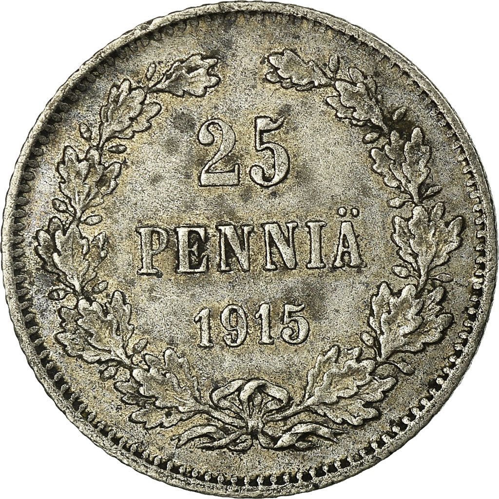Monnaie, Finlande, Nicholas II, 25 Penniä, 1915, TTB+, Argent, KM:6.2