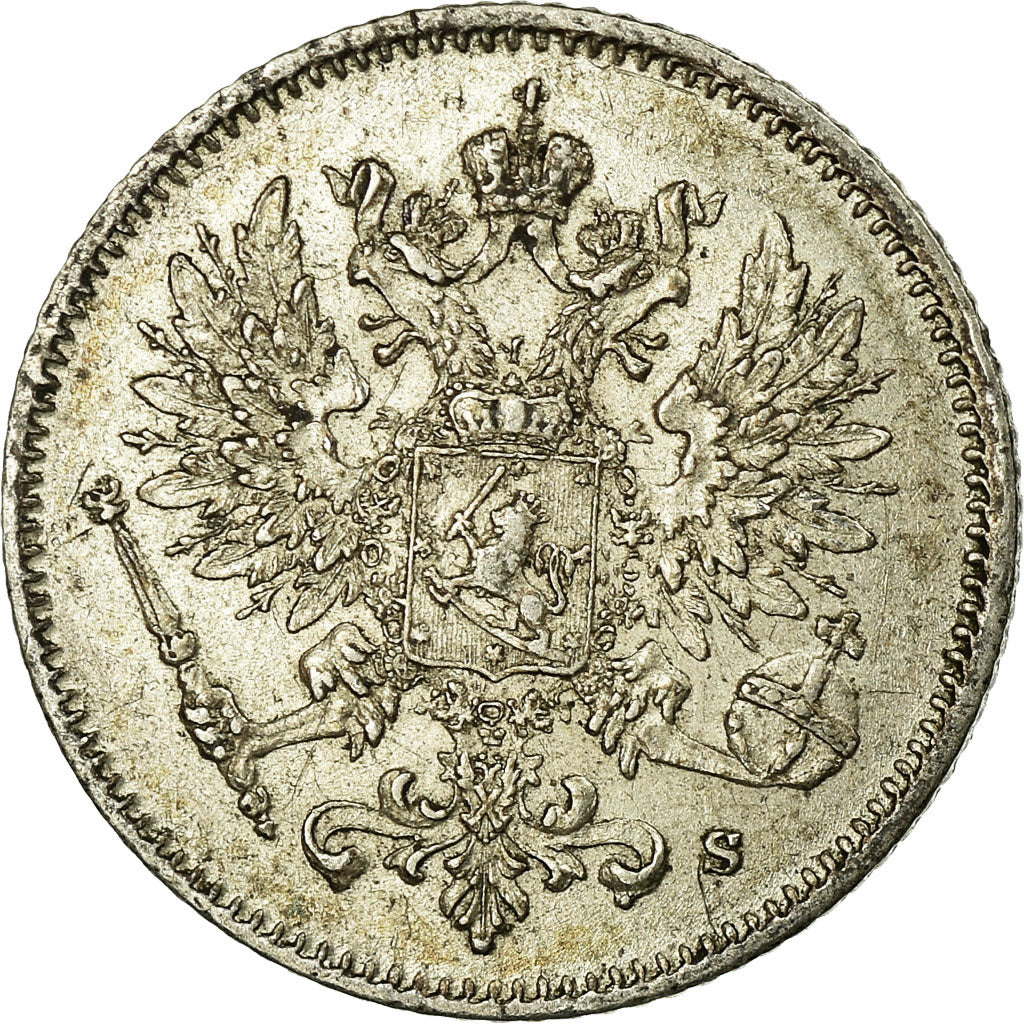Coin, Finland, Nicholas II, 25 Penniä, 1915, AU(55-58), Silver, KM:6.2