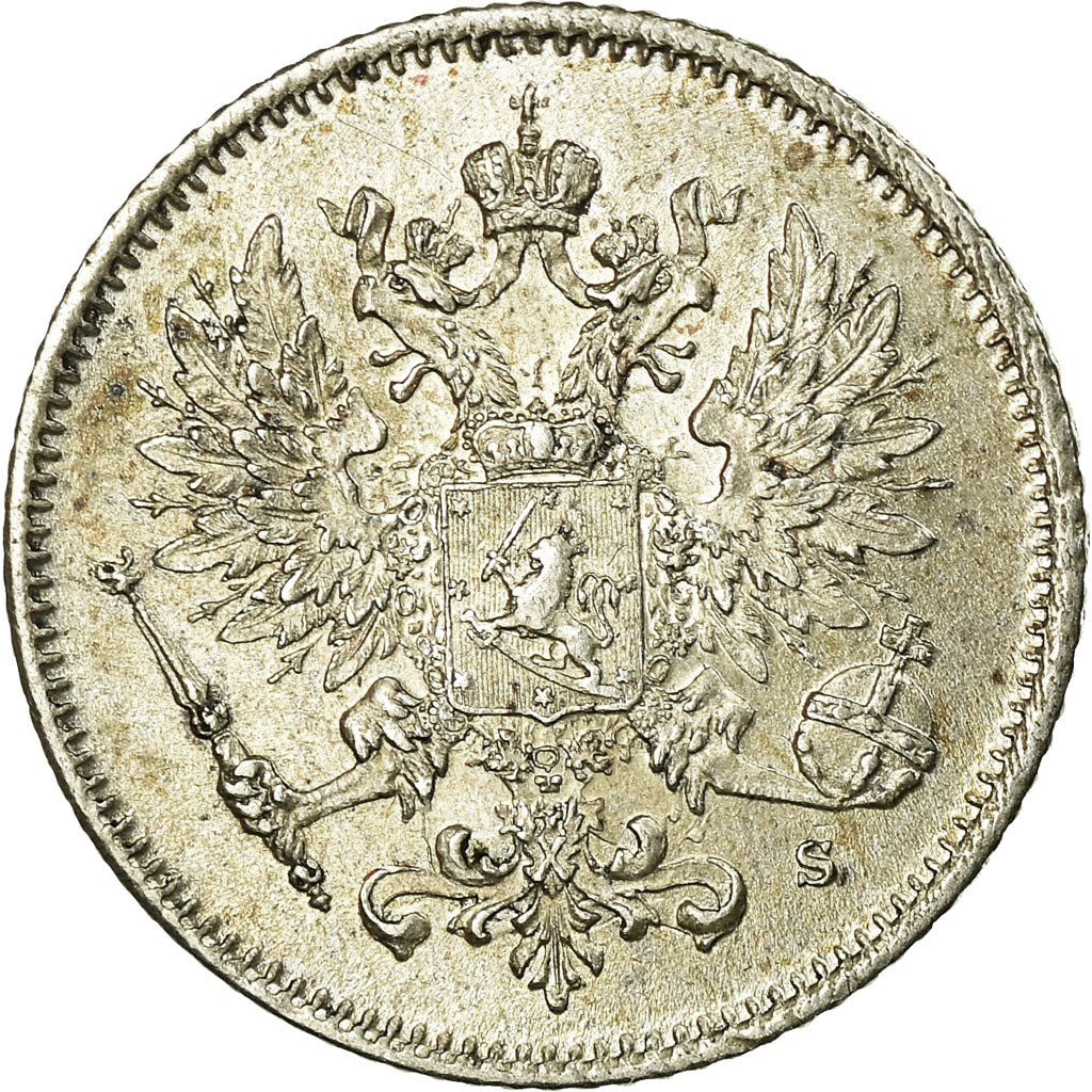 Coin, Finland, Nicholas II, 25 Penniä, 1915, MS(60-62), Silver, KM:6.2