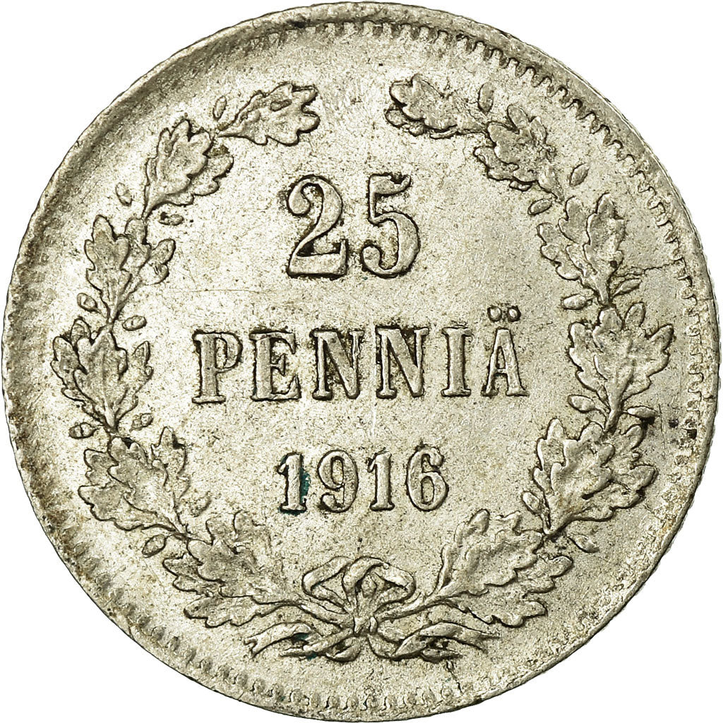 Coin, Finland, Nicholas II, 25 Penniä, 1916, AU(55-58), Silver, KM:6.2