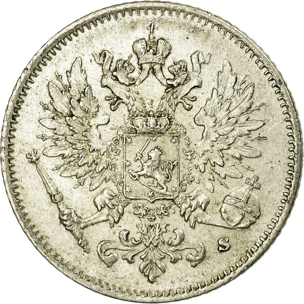 Coin, Finland, Nicholas II, 25 Penniä, 1916, MS(60-62), Silver, KM:6.2
