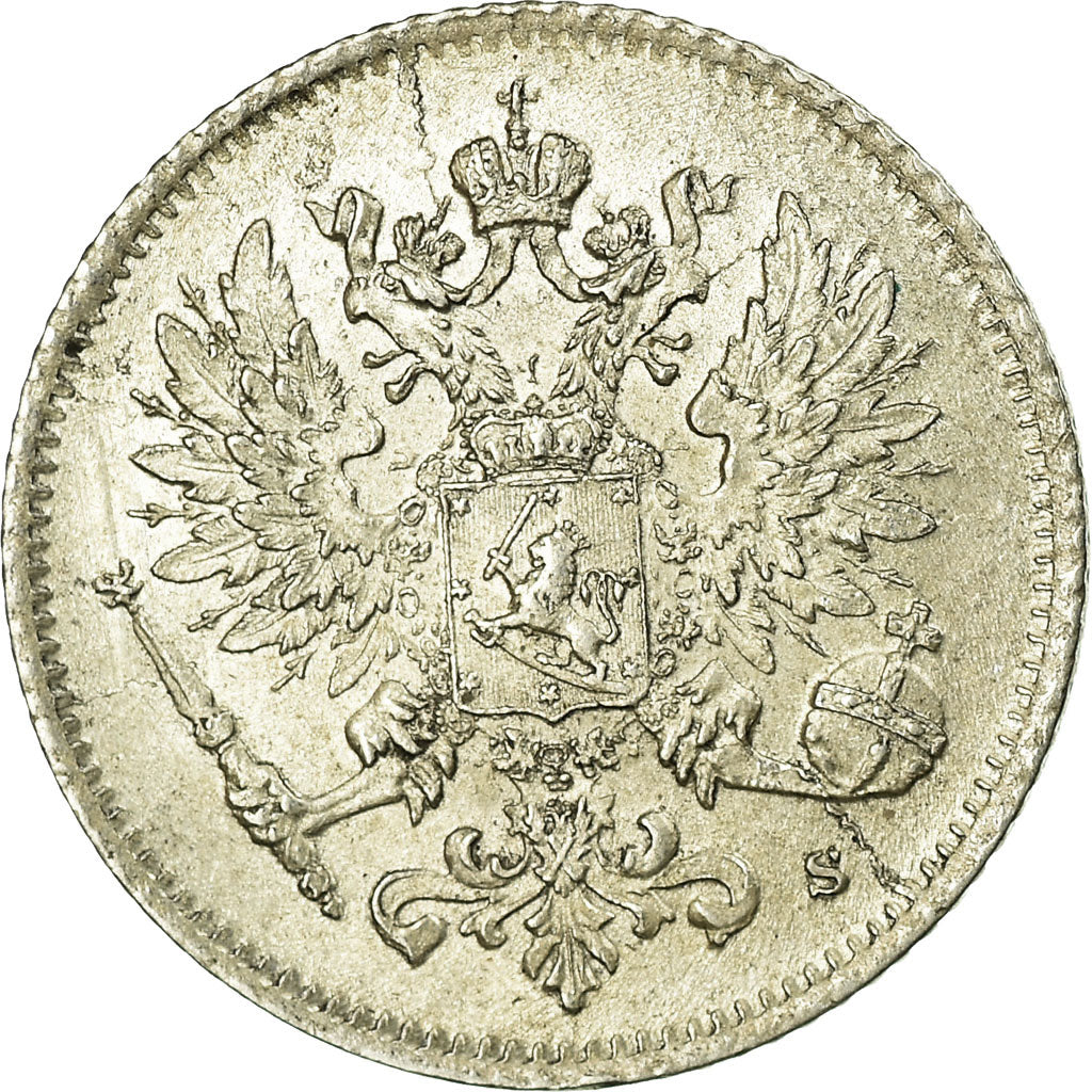Coin, Finland, Nicholas II, 25 Penniä, 1916, MS(64), Silver, KM:6.2