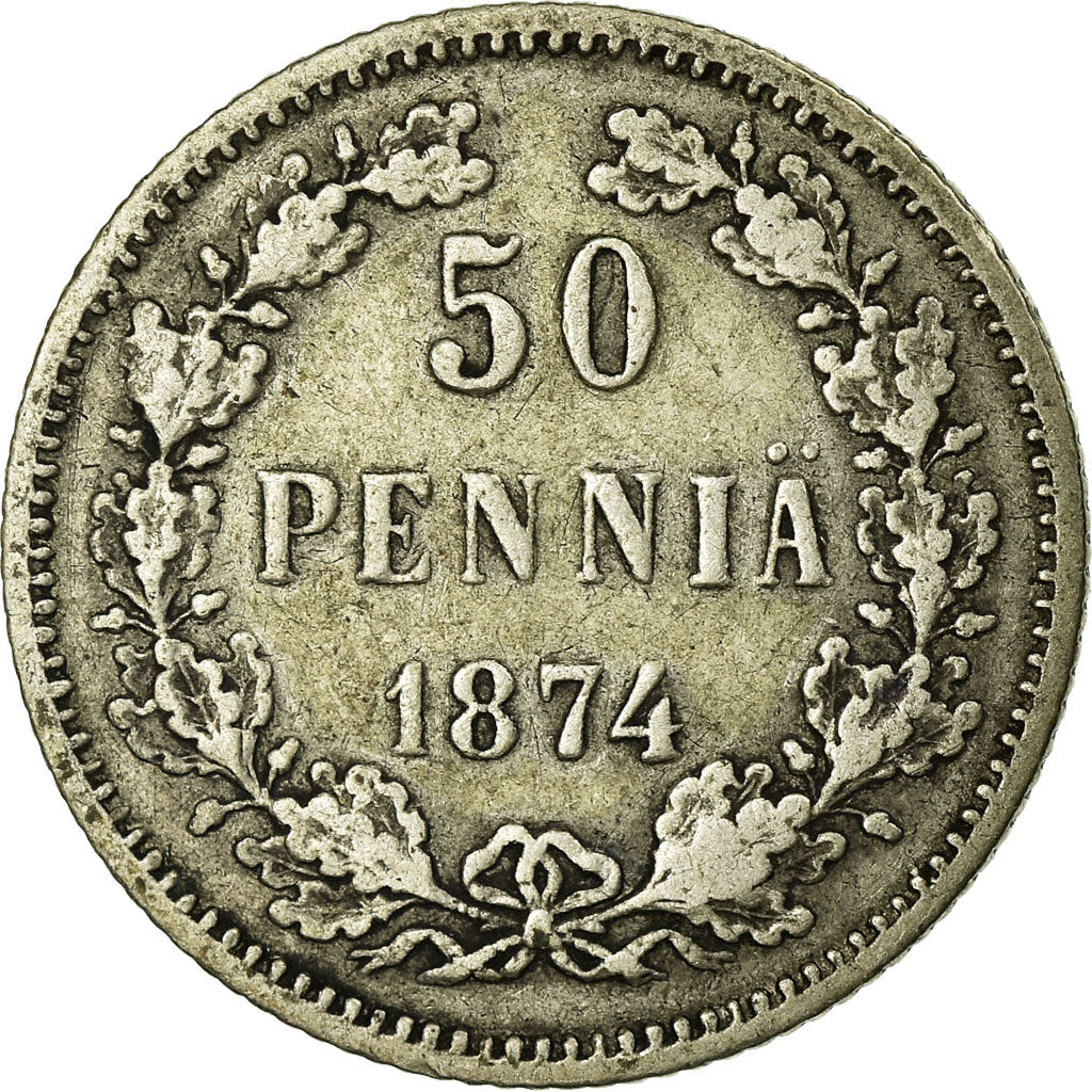 Coin, Finland, Nicholas II, 50 Penniä, 1874, EF(40-45), Silver, KM:2.2