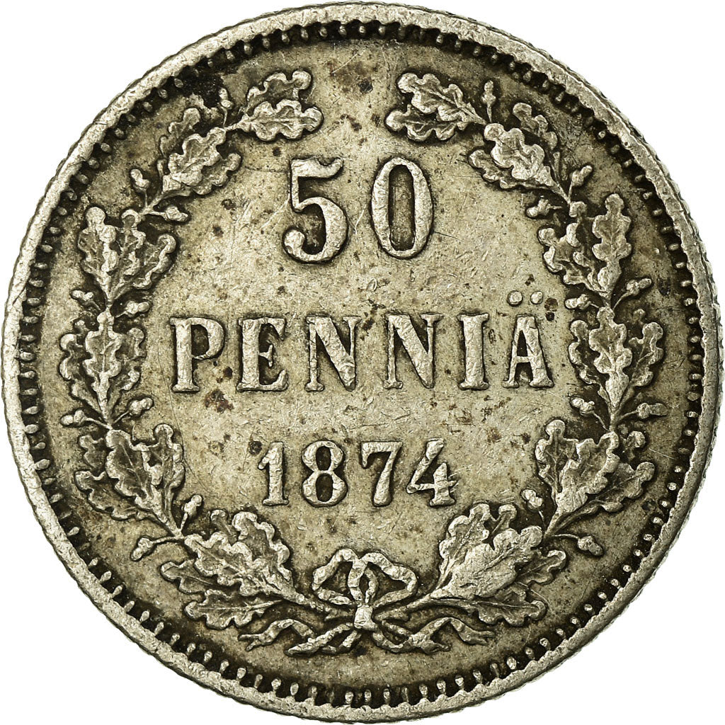 Coin, Finland, Nicholas II, 50 Penniä, 1874, AU(50-53), Silver, KM:2.2