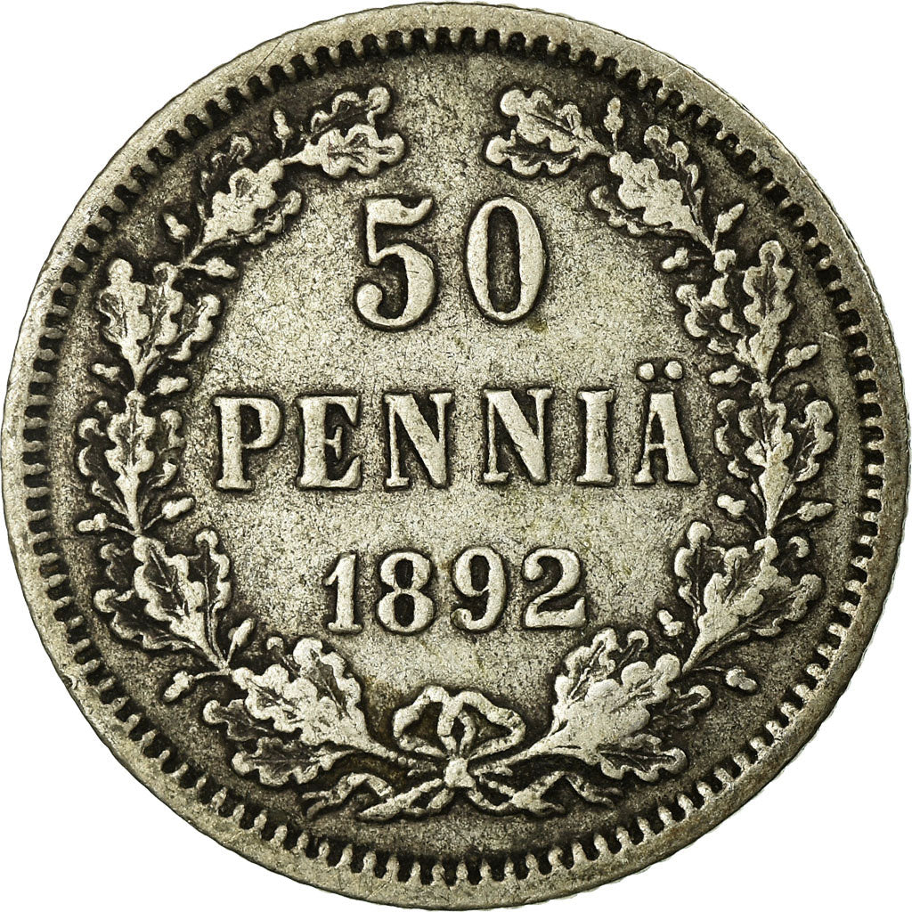 Coin, Finland, Nicholas II, 50 Penniä, 1892, VF(30-35), Silver, KM:2.2