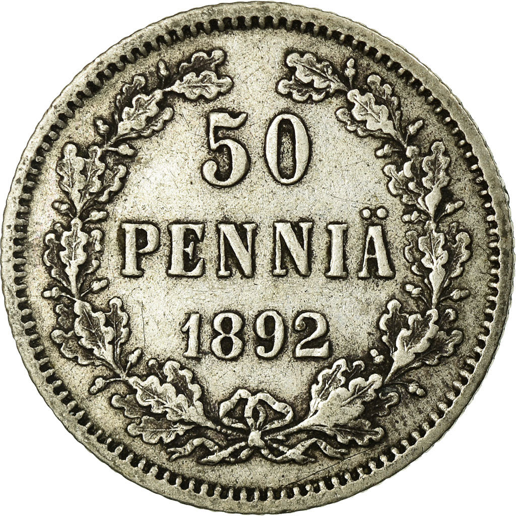 Coin, Finland, Nicholas II, 50 Penniä, 1892, EF(40-45), Silver, KM:2.2