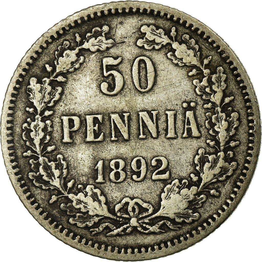 Coin, Finland, Nicholas II, 50 Penniä, 1892, EF(40-45), Silver, KM:2.2