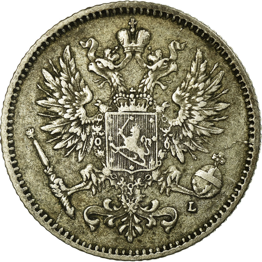 Coin, Finland, Nicholas II, 50 Penniä, 1892, AU(50-53), Silver, KM:2.2