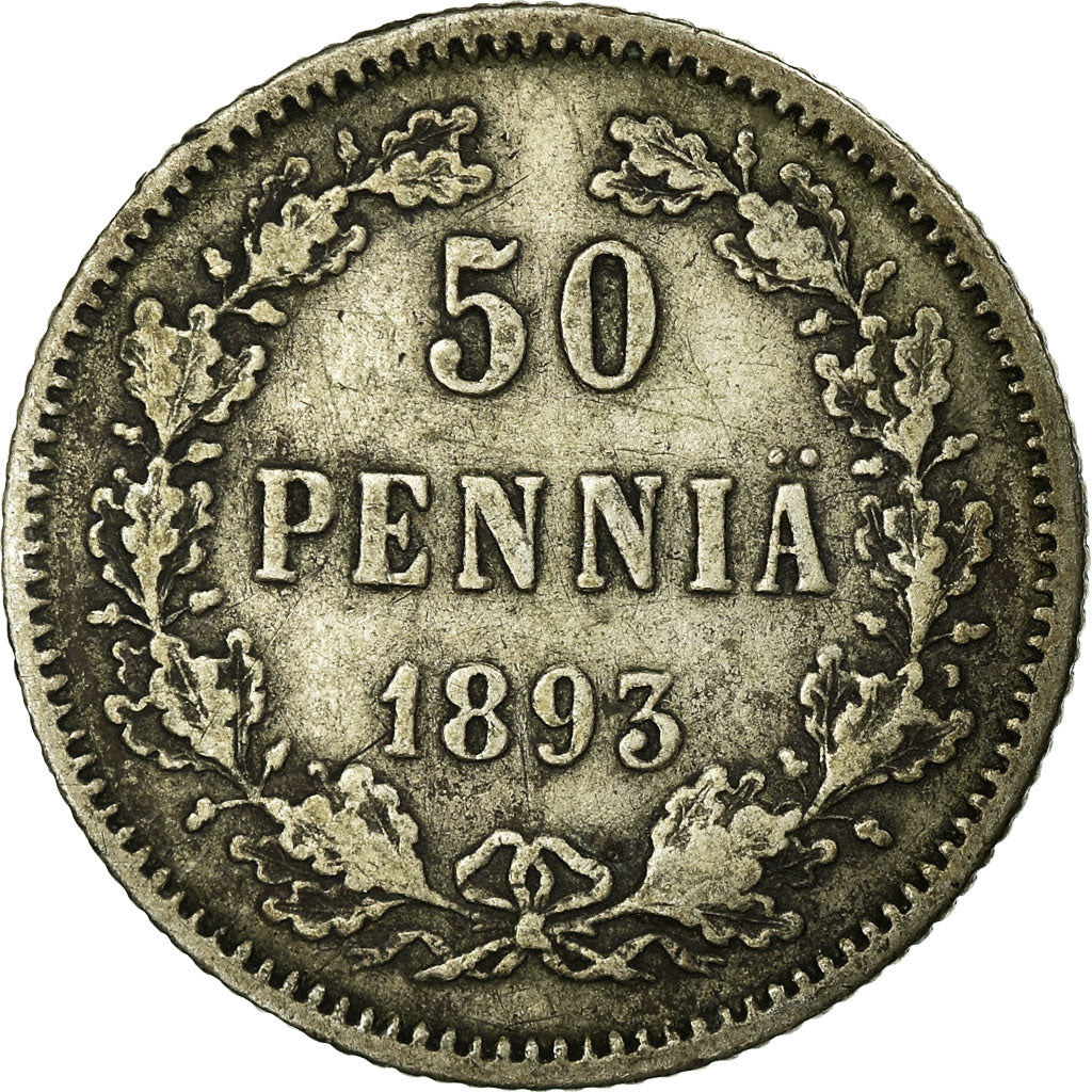 Coin, Finland, Nicholas II, 50 Penniä, 1893, VF(30-35), Silver, KM:2.2
