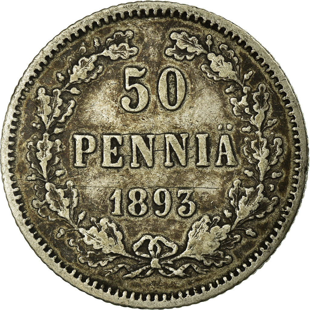 Coin, Finland, Nicholas II, 50 Penniä, 1893, VF(30-35), Silver, KM:2.2