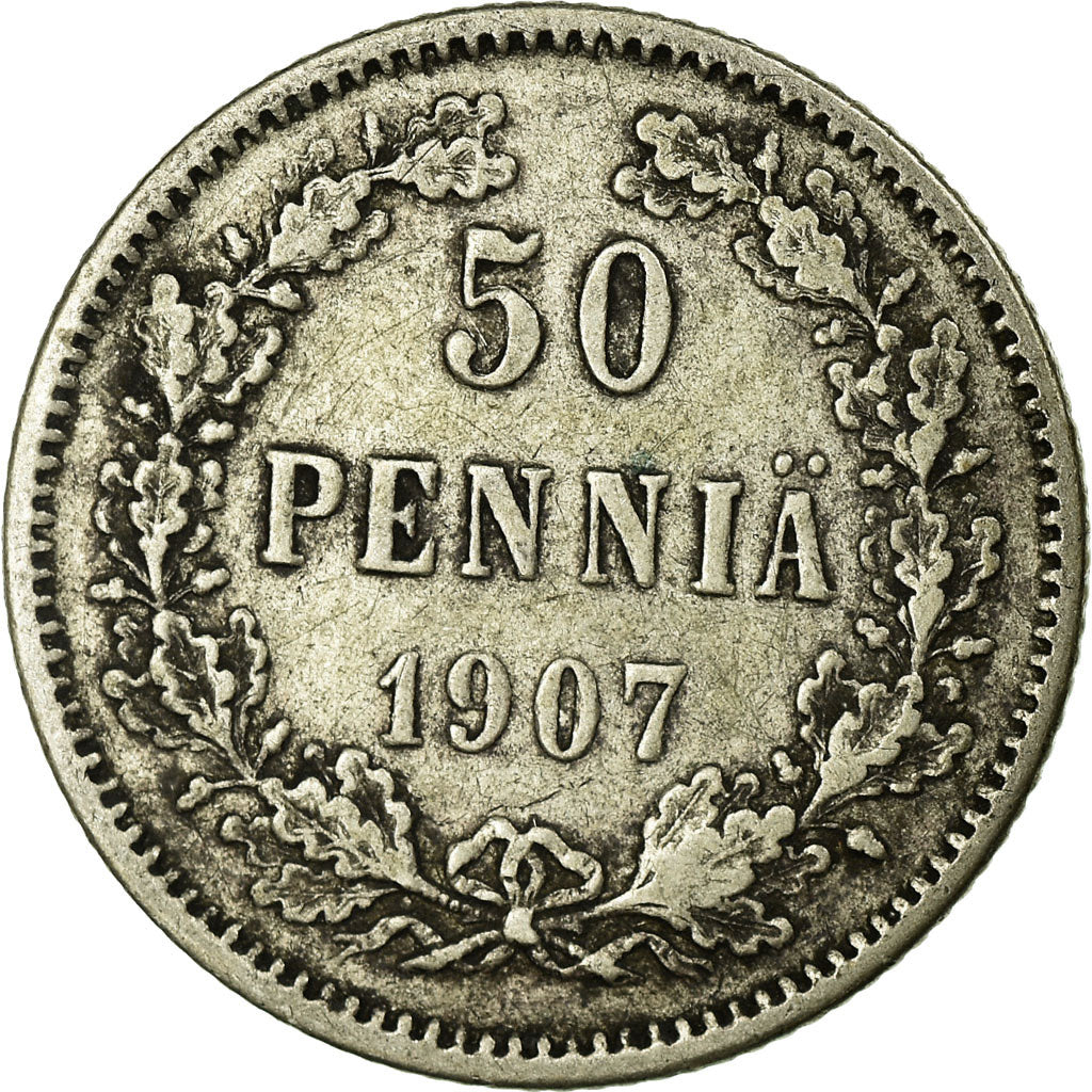 Coin, Finland, Nicholas II, 50 Penniä, 1907, VF(30-35), Silver, KM:2.2