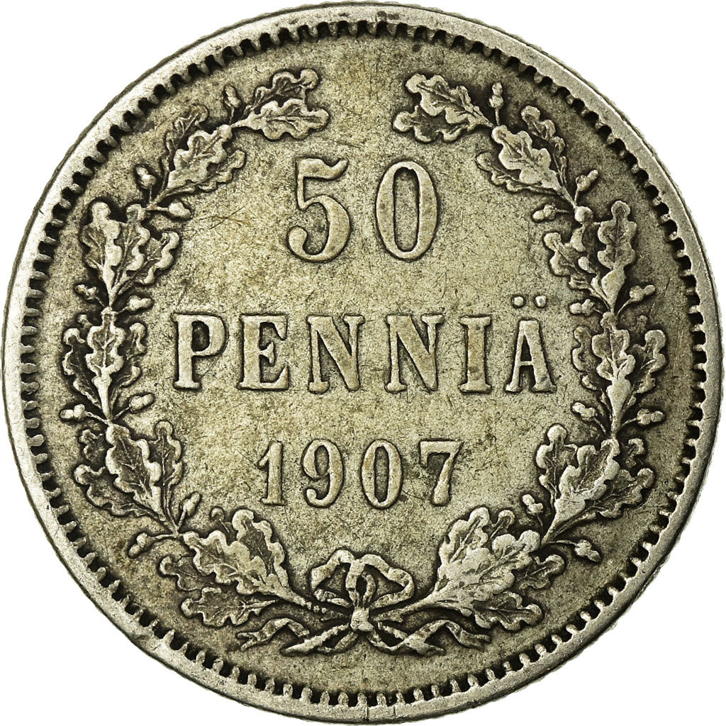 Coin, Finland, Nicholas II, 50 Penniä, 1907, EF(40-45), Silver, KM:2.2