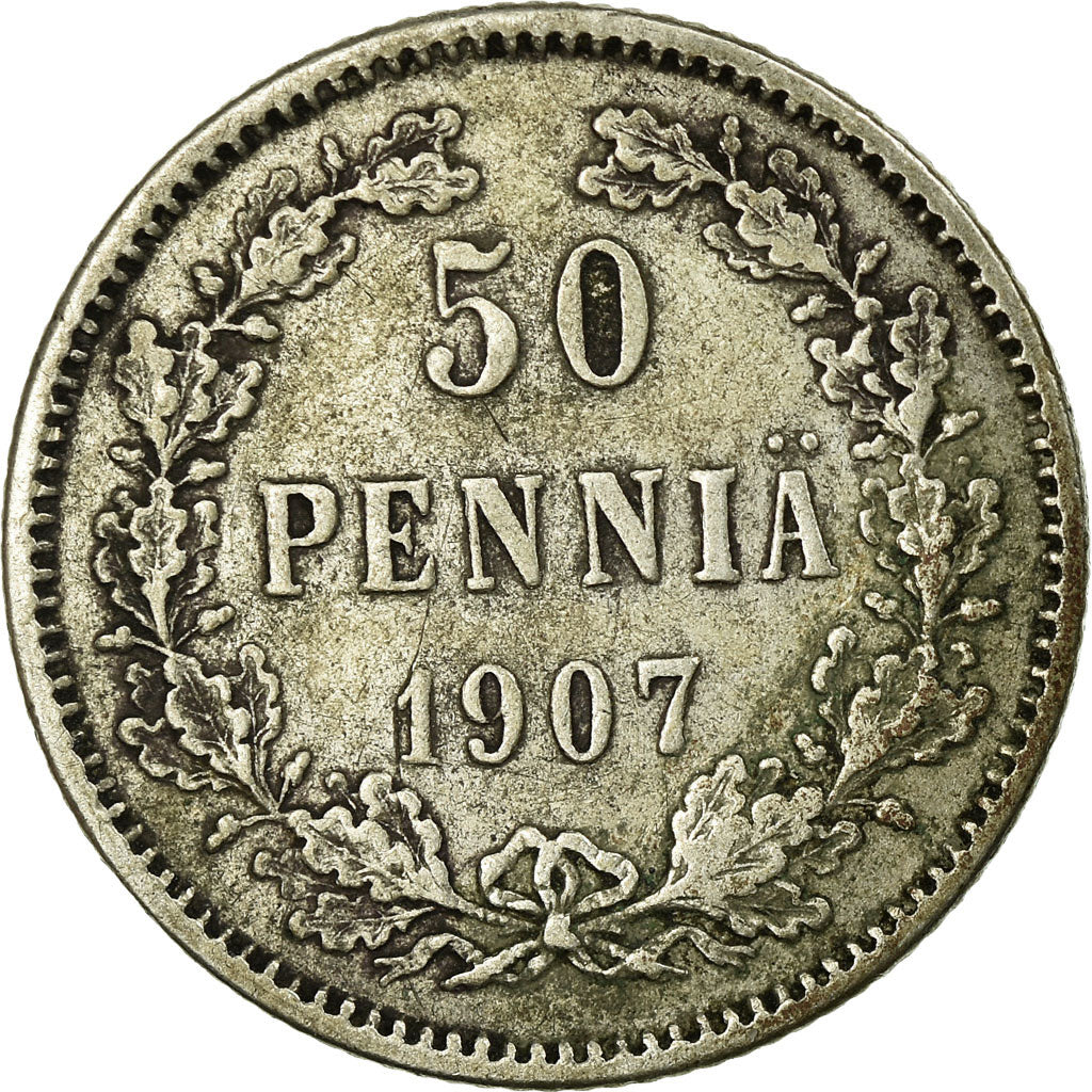 Coin, Finland, Nicholas II, 50 Penniä, 1907, EF(40-45), Silver, KM:2.2