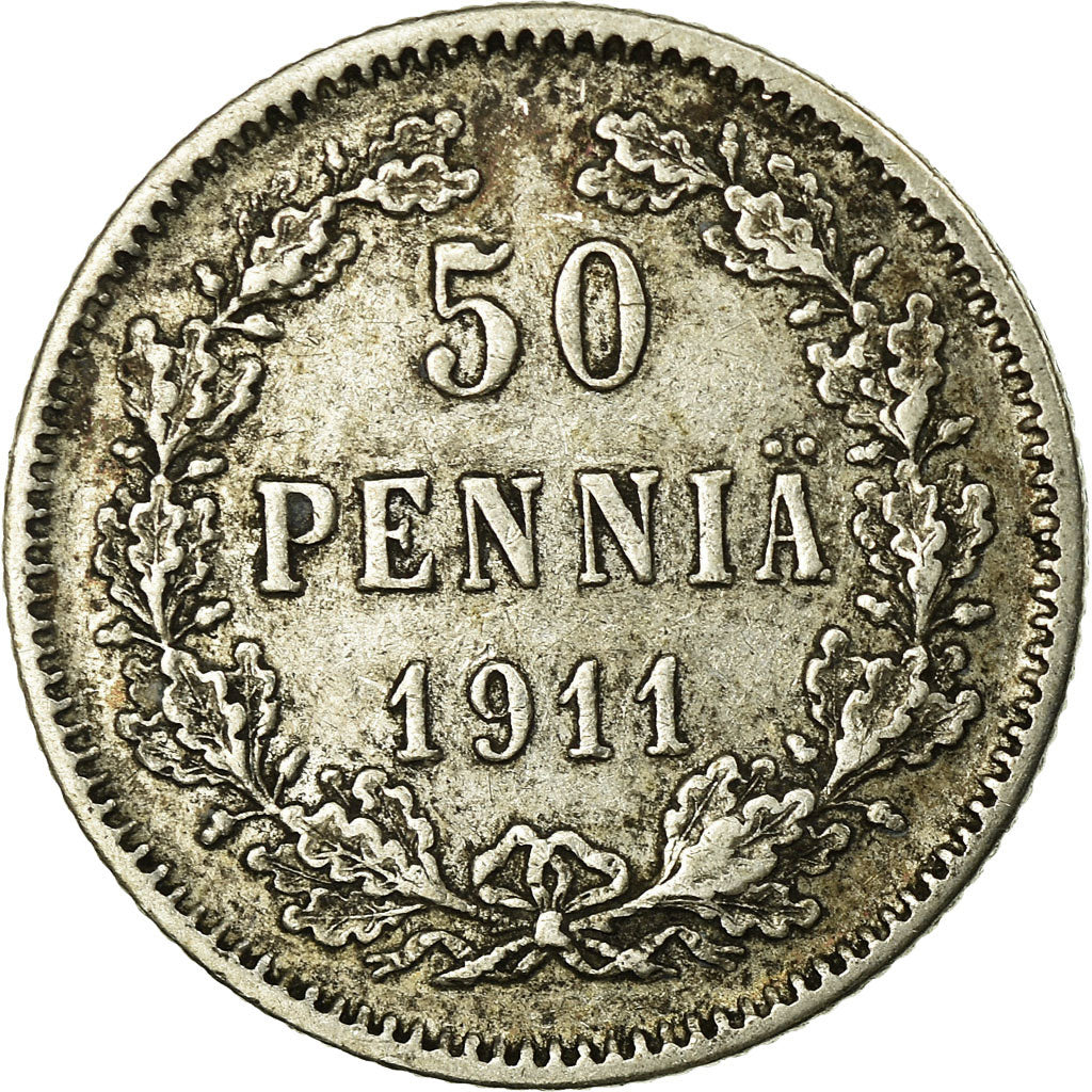 Coin, Finland, Nicholas II, 50 Penniä, 1911, EF(40-45), Silver, KM:2.2