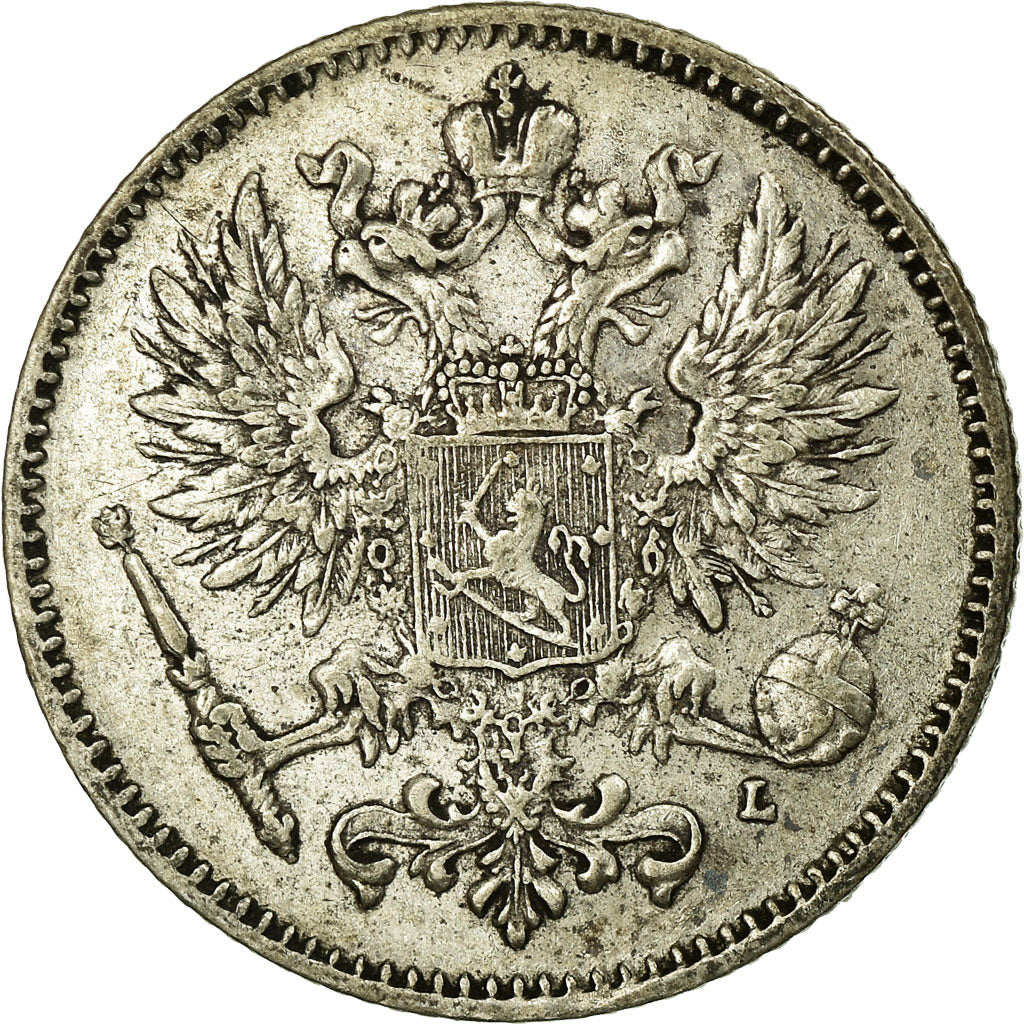 Coin, Finland, Nicholas II, 50 Penniä, 1911, AU(50-53), Silver, KM:2.2
