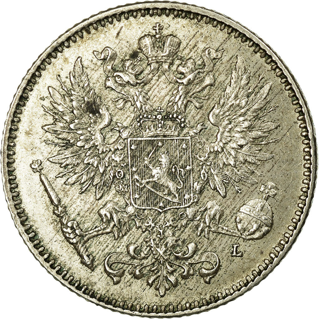 Coin, Finland, Nicholas II, 50 Penniä, 1911, AU(55-58), Silver, KM:2.2