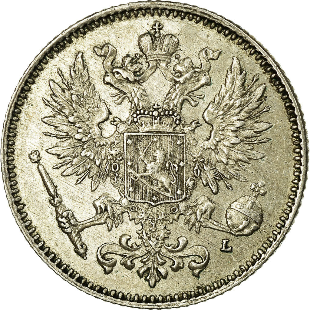 Coin, Finland, Nicholas II, 50 Penniä, 1911, AU(55-58), Silver, KM:2.2
