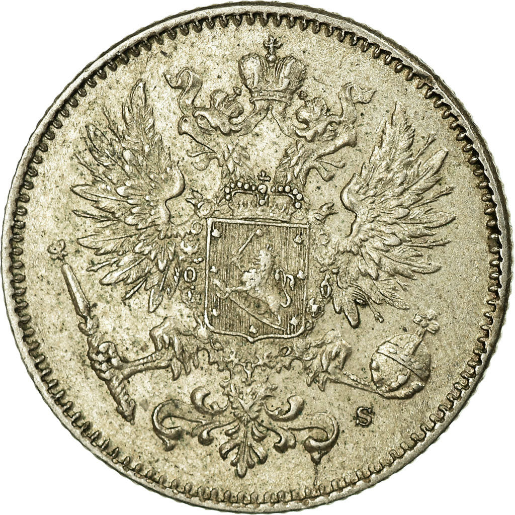Coin, Finland, Nicholas II, 50 Penniä, 1915, AU(55-58), Silver, KM:2.2