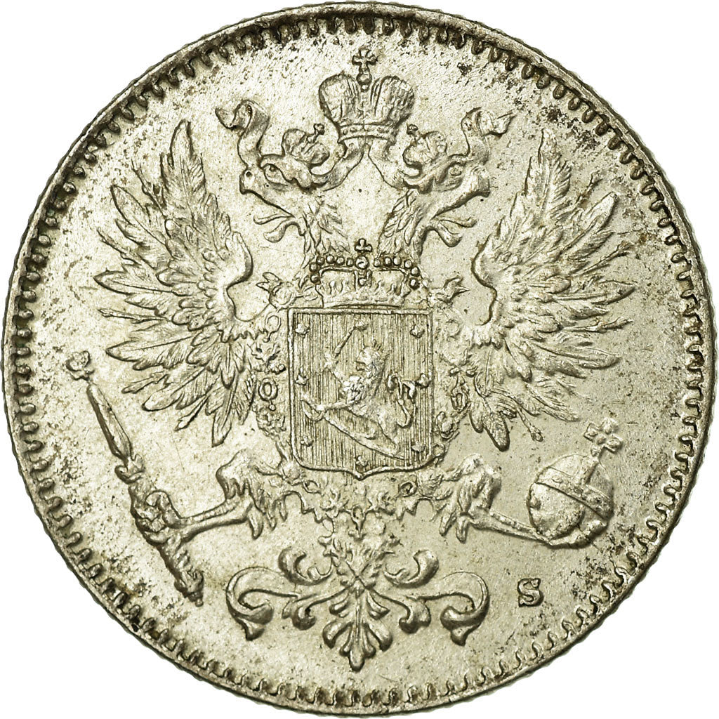 Coin, Finland, Nicholas II, 50 Penniä, 1915, MS(60-62), Silver, KM:2.2