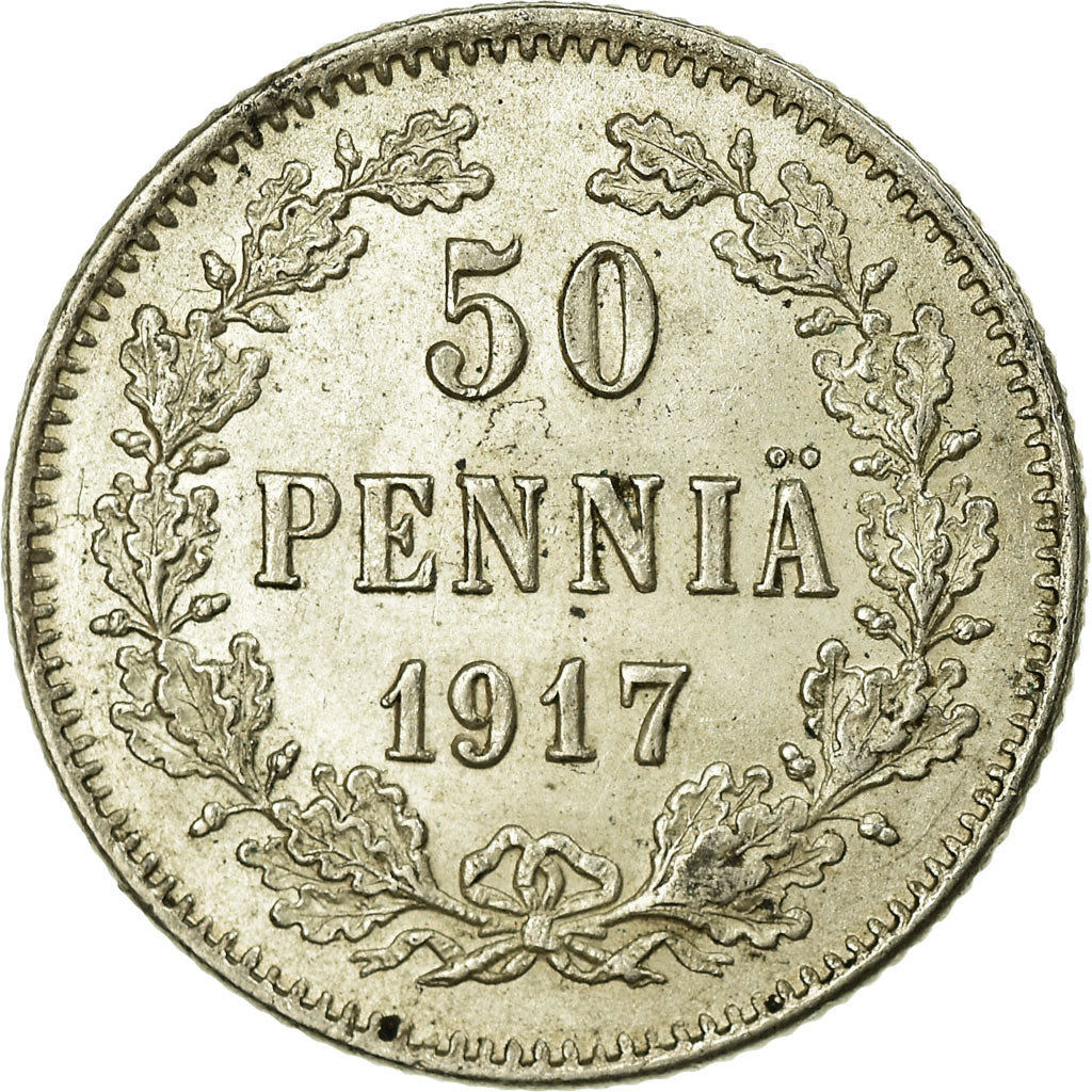 Coin, Finland, Nicholas II, 50 Penniä, 1917, MS(63), Silver, KM:2.2