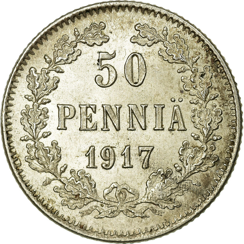 Coin, Finland, Nicholas II, 50 Penniä, 1917, MS(63), Silver, KM:20