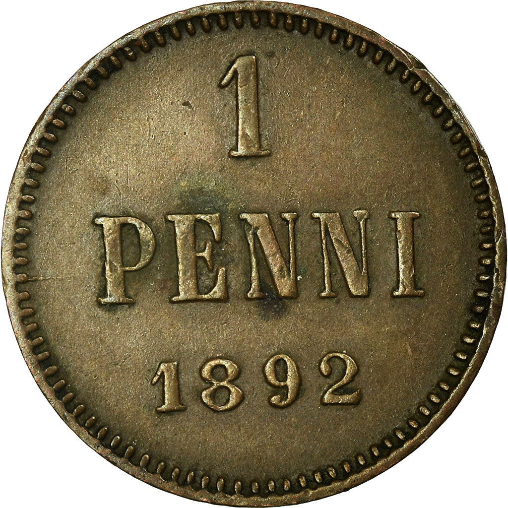 Moneta, Finlandia, Alexander III, Penni, 1892, BB+, Rame, KM:10
