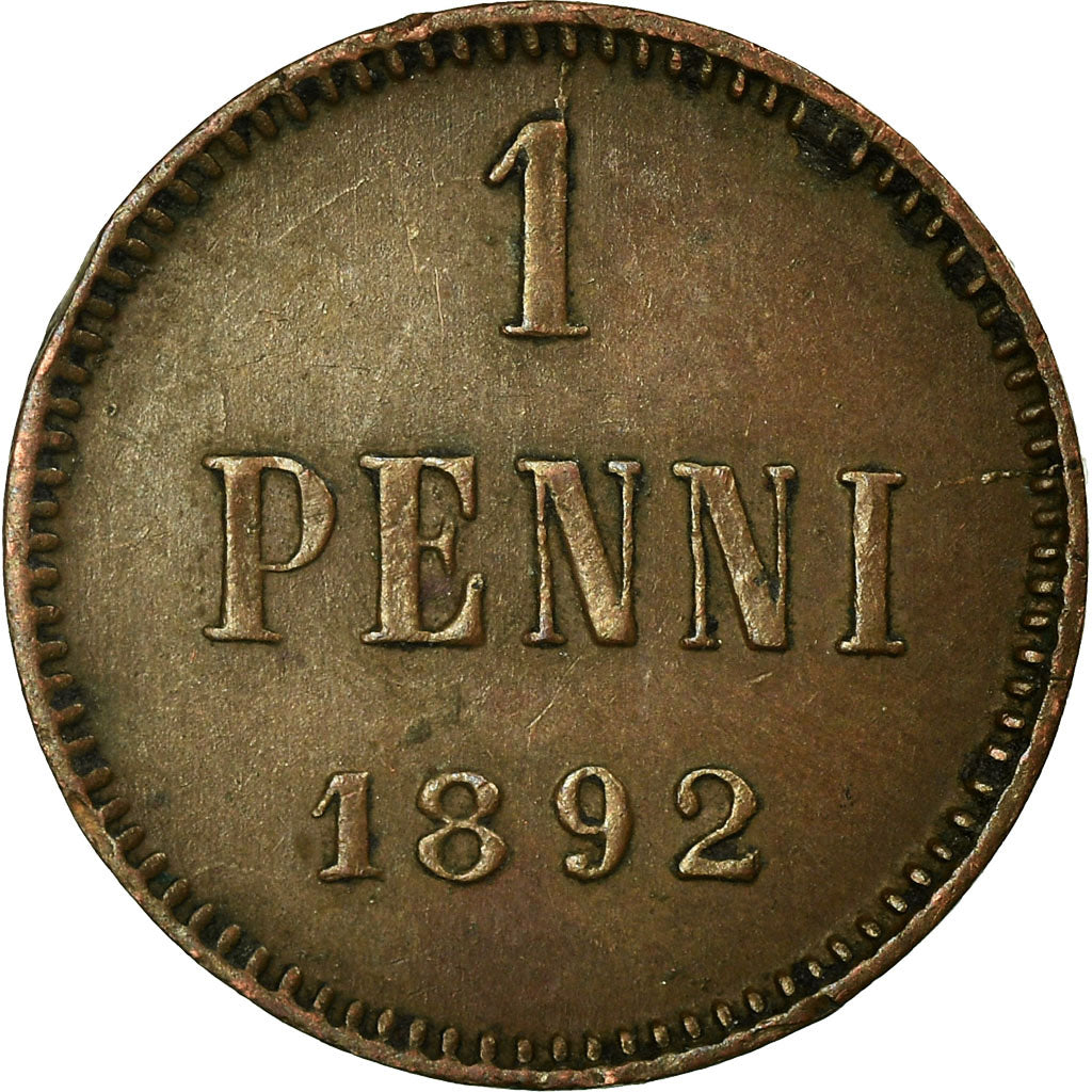 Coin, Finland, Alexander III, Penni, 1892, AU(50-53), Copper, KM:10