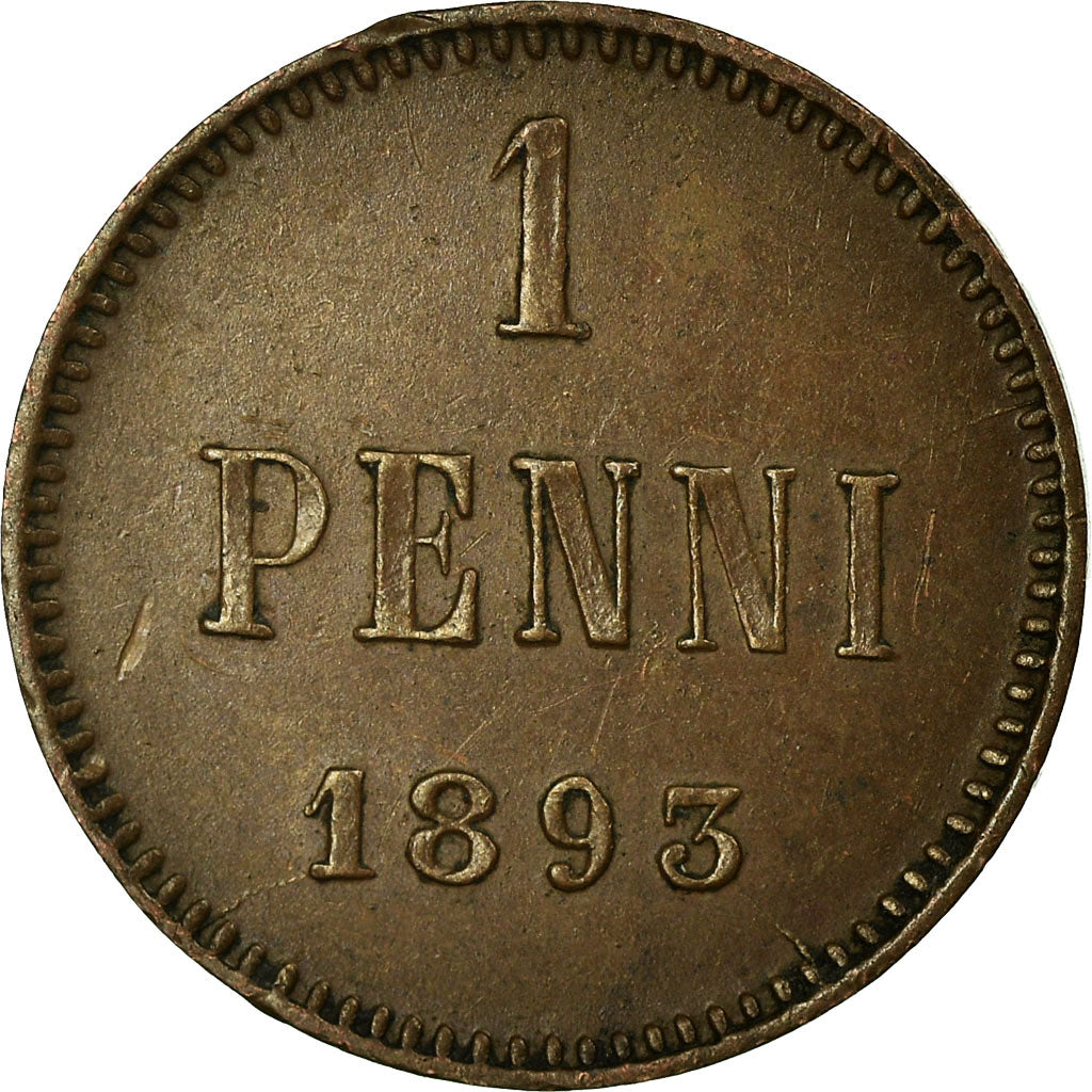Monnaie, Finlande, Alexander III, Penni, 1893, TTB+, Cuivre, KM:10