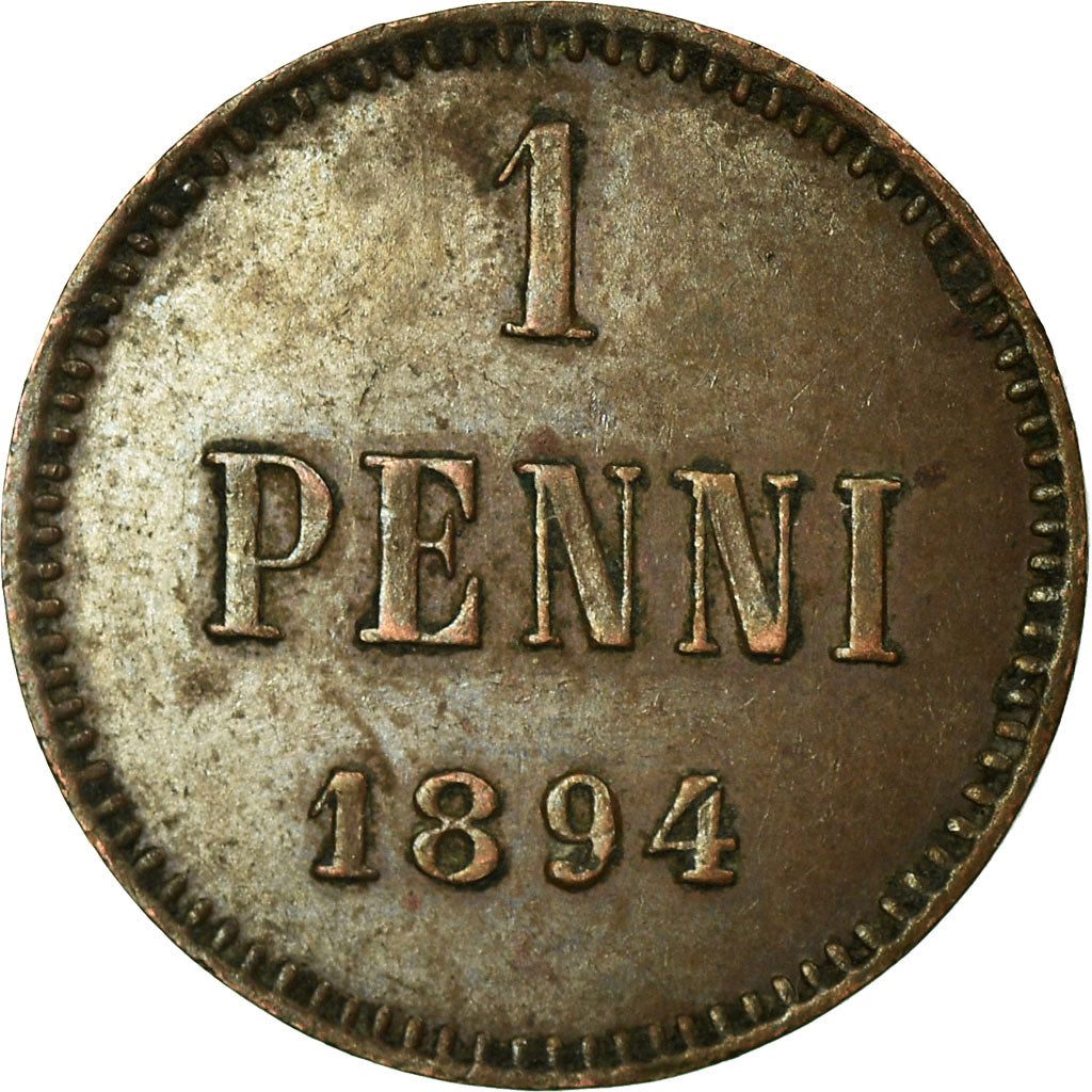 Moneta, Finlandia, Alexander III, Penni, 1894, BB+, Rame, KM:10