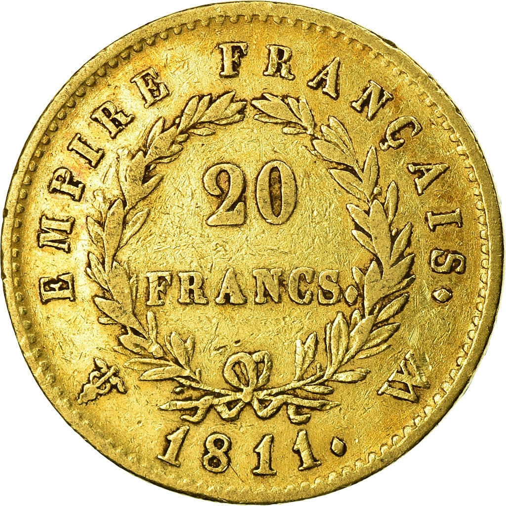 Moneda, Francia, Napoléon I, 20 Francs, 1811, Lille, MBC, Oro, KM:695.10