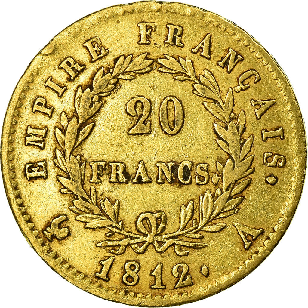 Monnaie, France, Napoléon I, 20 Francs, 1812, Paris, Variété, TTB, Or