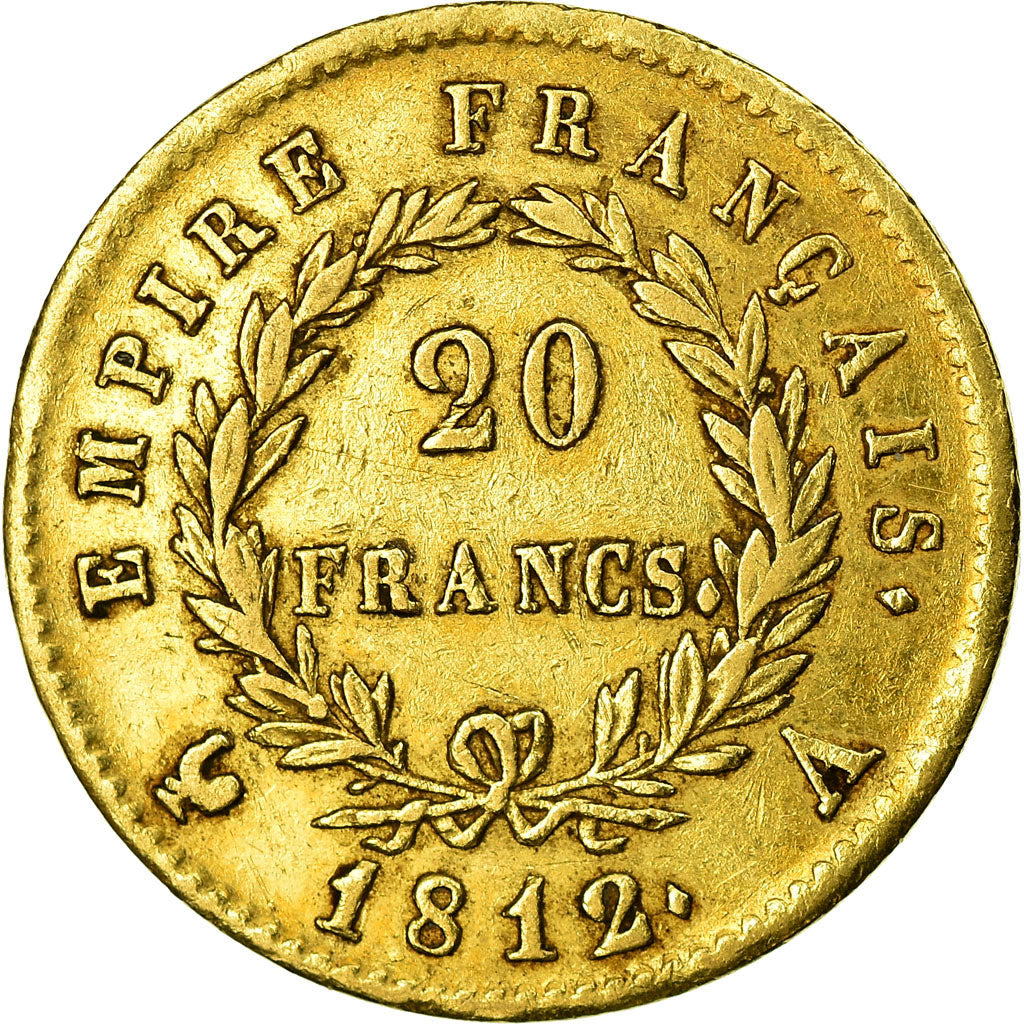 Coin, France, Napoléon I, 20 Francs, 1812, Paris, Fautée, EF(40-45), Gold