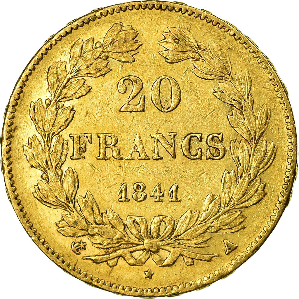 Moeda, França, Louis-Philippe, 20 Francs, 1841, Paris, EF(40-45), Dourado