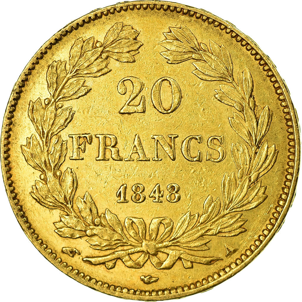 Coin, France, Louis-Philippe, 20 Francs, 1848, Paris, AU(50-53), Gold, KM:750.1