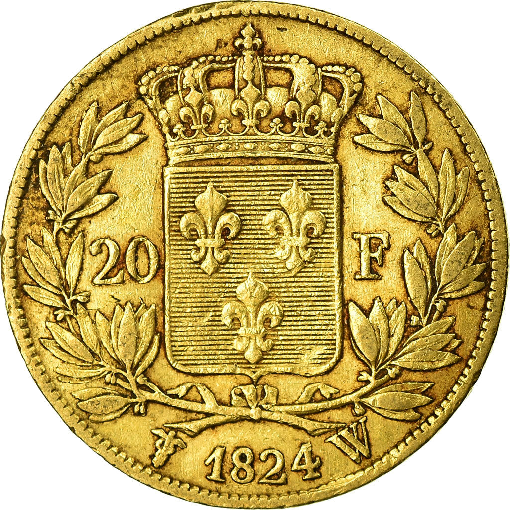 Munten, Frankrijk, Louis XVIII, 20 Francs, 1824, Lille, ZF, Goud, KM:712.9