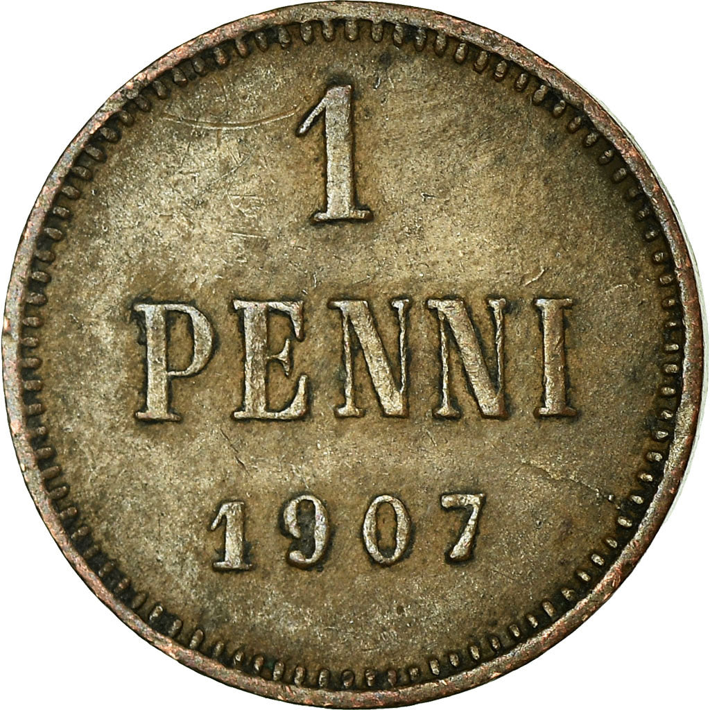 Coin, Finland, Nicholas II, Penni, 1907, EF(40-45), Copper, KM:13