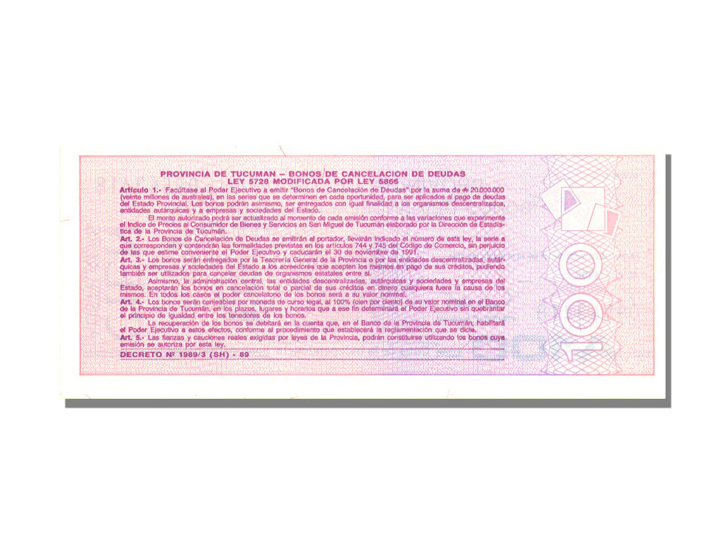 Argentina, 100 Australes, KM:S2715, FDS