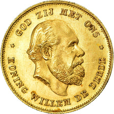 Coin, Netherlands, William III, 10 Gulden, 1875, MS(63), Gold, KM:105
