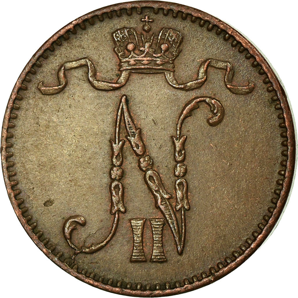 Coin, Finland, Nicholas II, Penni, 1909, AU(55-58), Copper, KM:13