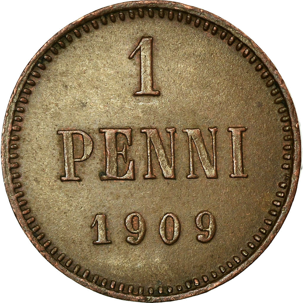 Coin, Finland, Nicholas II, Penni, 1909, AU(55-58), Copper, KM:13