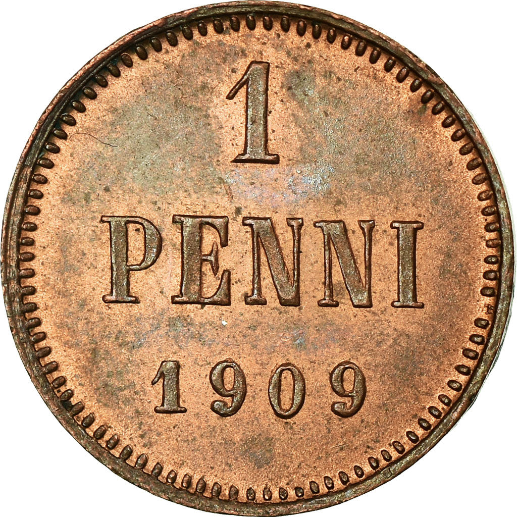 Coin, Finland, Nicholas II, Penni, 1909, MS(63), Copper, KM:13