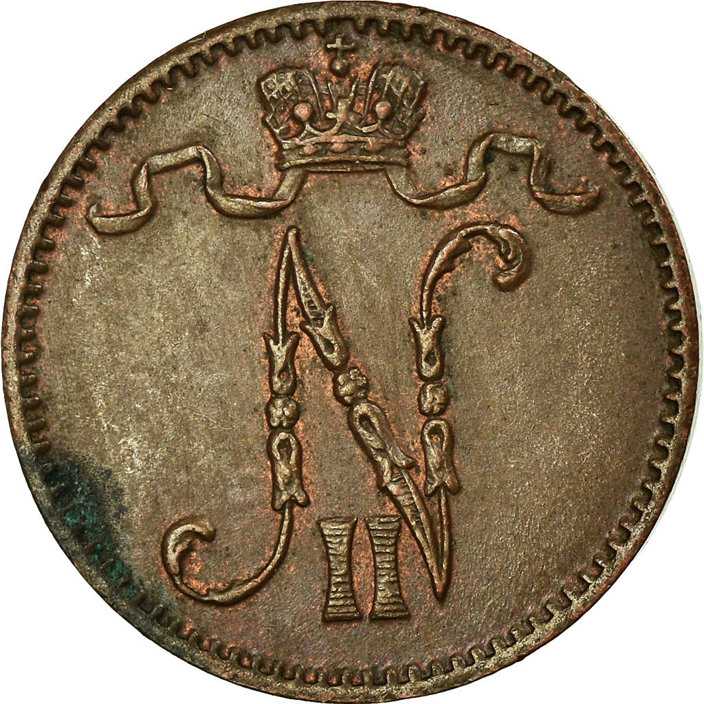 Coin, Finland, Nicholas II, Penni, 1913, AU(50-53), Copper, KM:13