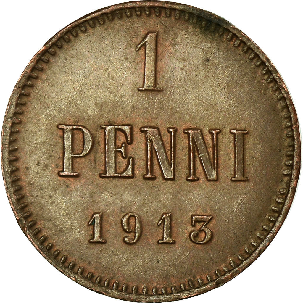 Coin, Finland, Nicholas II, Penni, 1913, AU(50-53), Copper, KM:13