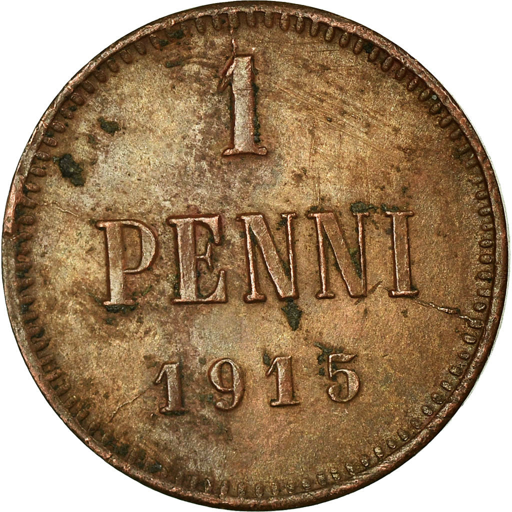 Coin, Finland, Nicholas II, Penni, 1915, AU(50-53), Copper, KM:13