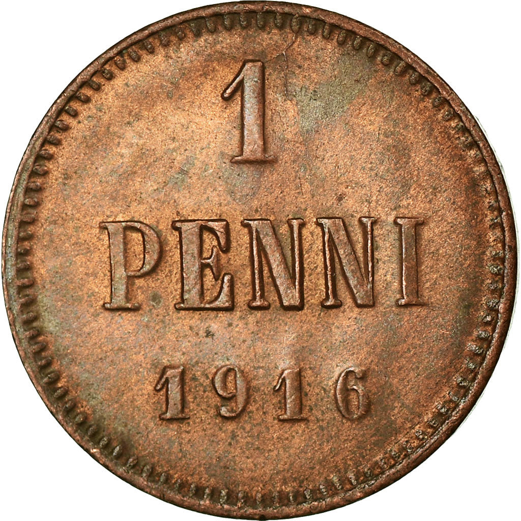 Coin, Finland, Nicholas II, Penni, 1916, AU(55-58), Copper, KM:13