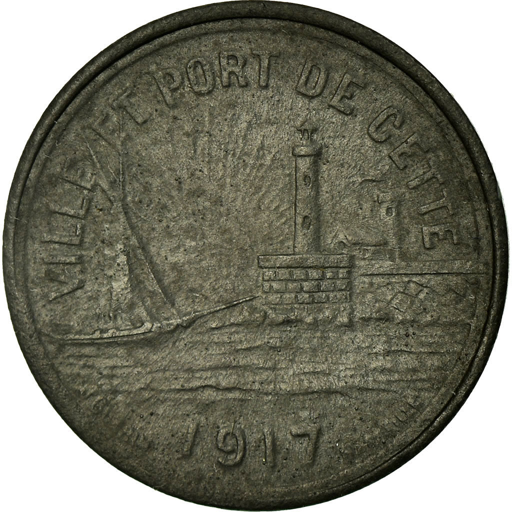 Münze, Frankreich, Ville et Port de Cette, Sète, 10 Centimes, 1917, SS, Zinc