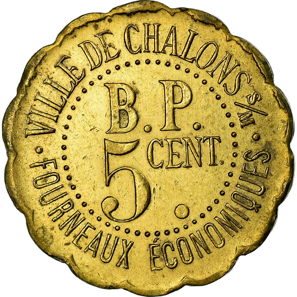 Moneda, Francia, Fourneaux Economiques, Châlons-Sur-Marne, 5 Centimes, EBC
