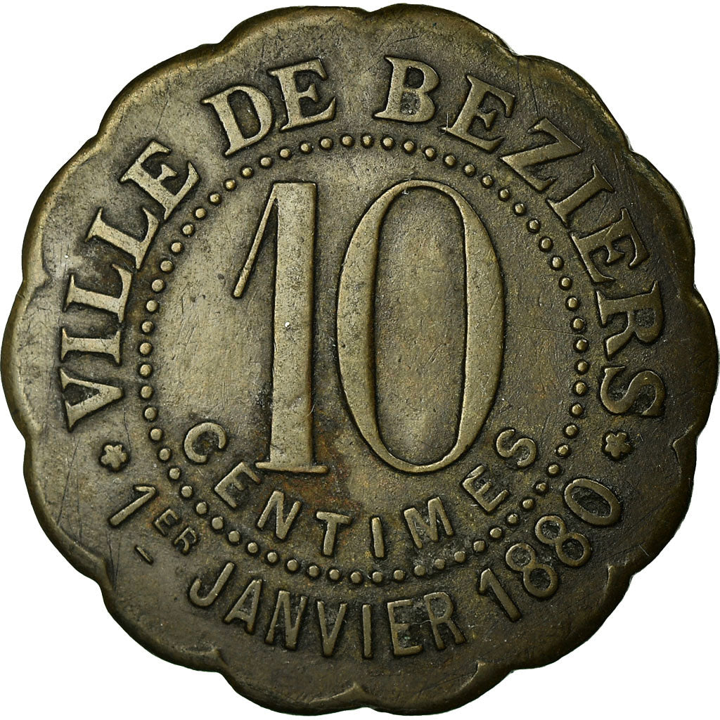 Moneda, Francia, Ville de Béziers, La Fraternelle, Béziers, 10 Centimes, MBC