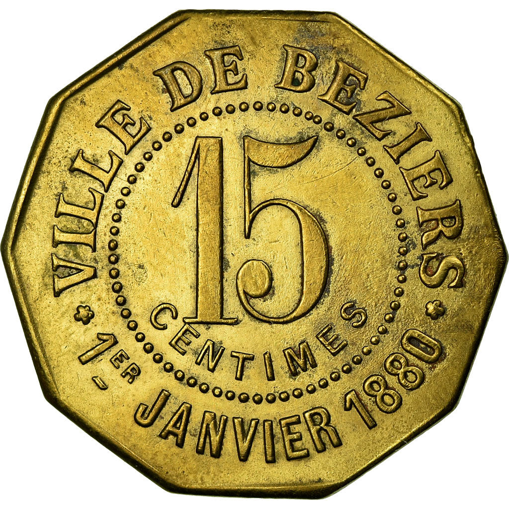 Moneda, Francia, Ville de Béziers, La Fraternelle, Béziers, 15 Centimes, EBC